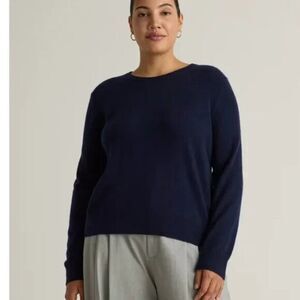 Quince Sweater Womens Sz XL Mongolian Cashmere Navy Blue Crewneck NEW Logo